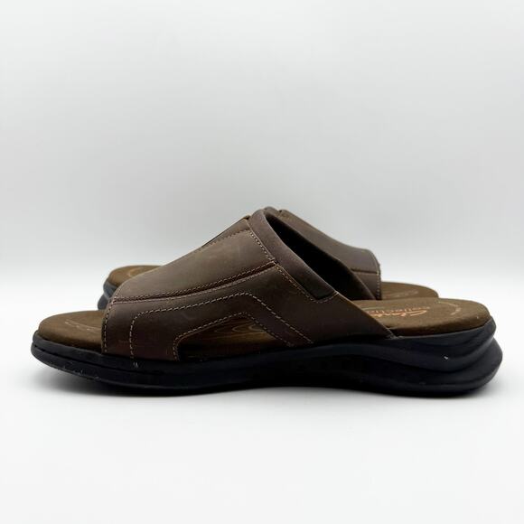 Clarks Mens Walkford Band Sandals US 7 Dark Brown Beeswax Leather Slip On NIB main image 8